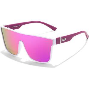 Women's White Frame & Purple Lens Oversized Stylish Square Large Sun Glasses